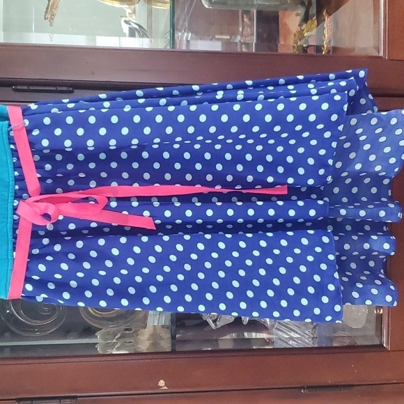 Rare Editions Dress Girls 7/8 green with blue bottom and white polka dots - Picture 3 of 7